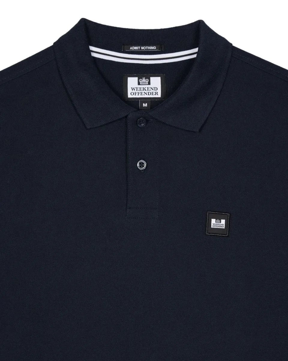 Weekend Offender Dice Long Sleeve Polo Shirt Navy