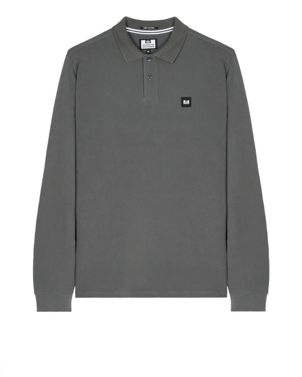 Weekend Offender Dice Long Sleeve Polo Shirt Zinc