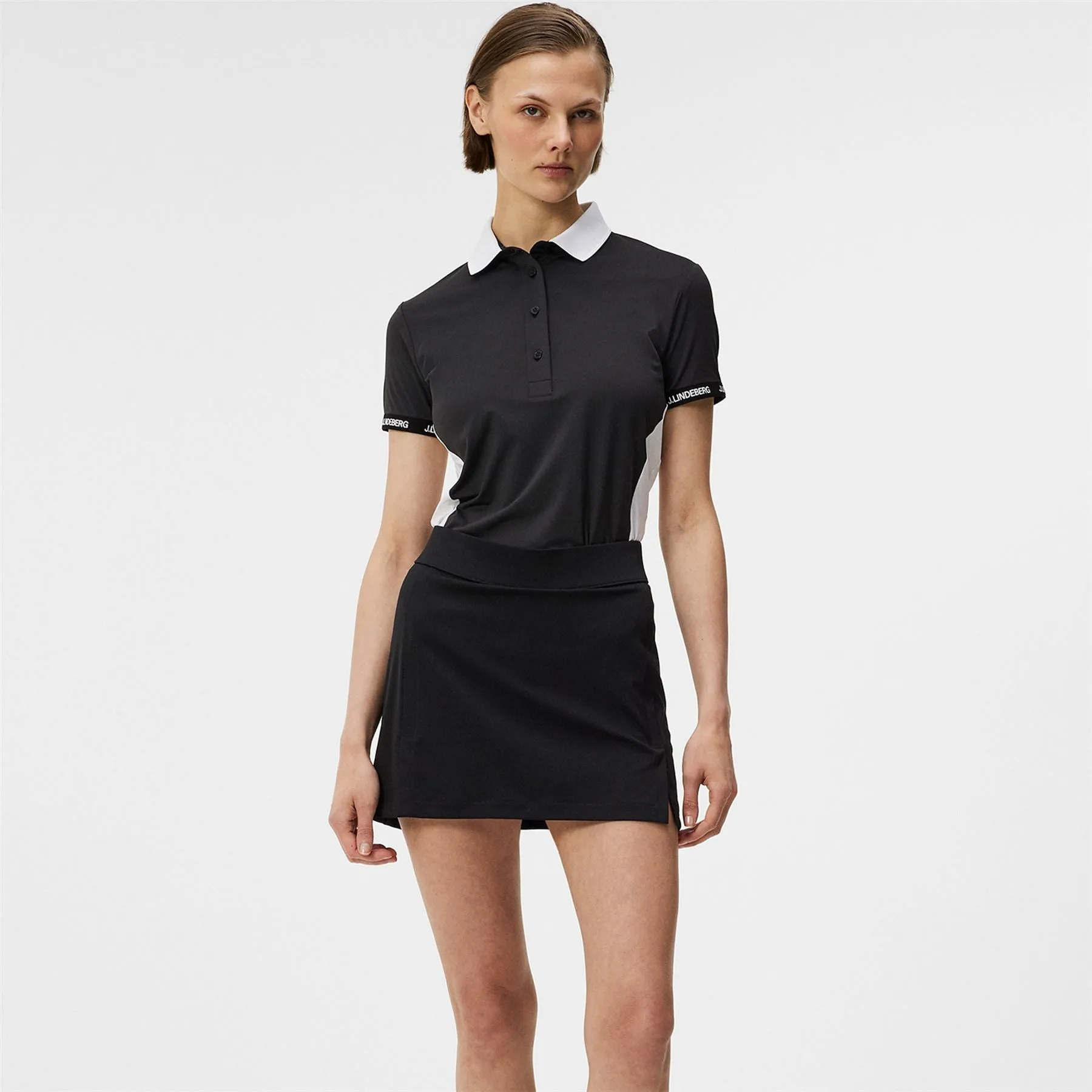 Womens Makena Nylon Stretch Polo Black - SS24