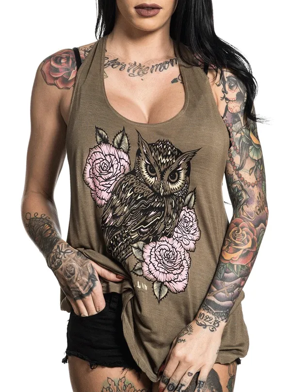 Women's Owl Rose Tank