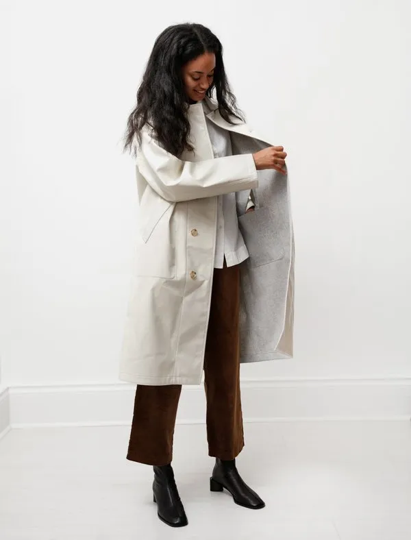 Wool Cashmere Laminate Coat - Ivory Top Gray