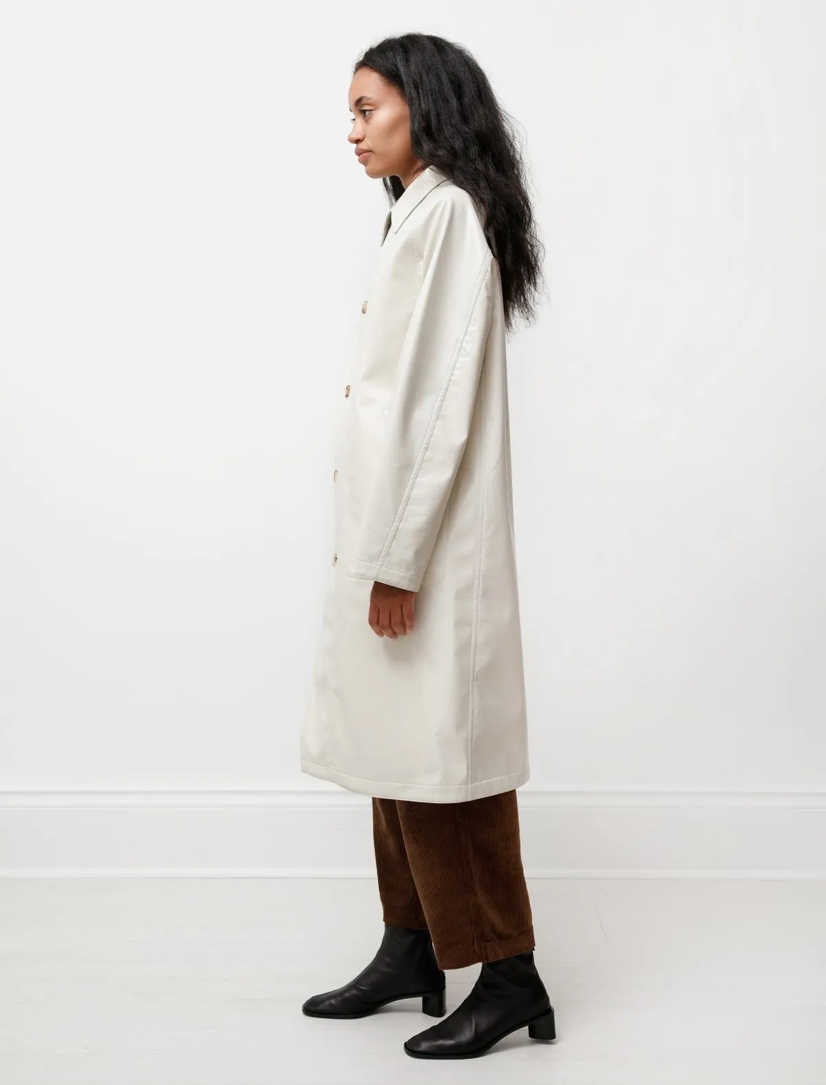 Wool Cashmere Laminate Coat - Ivory Top Gray