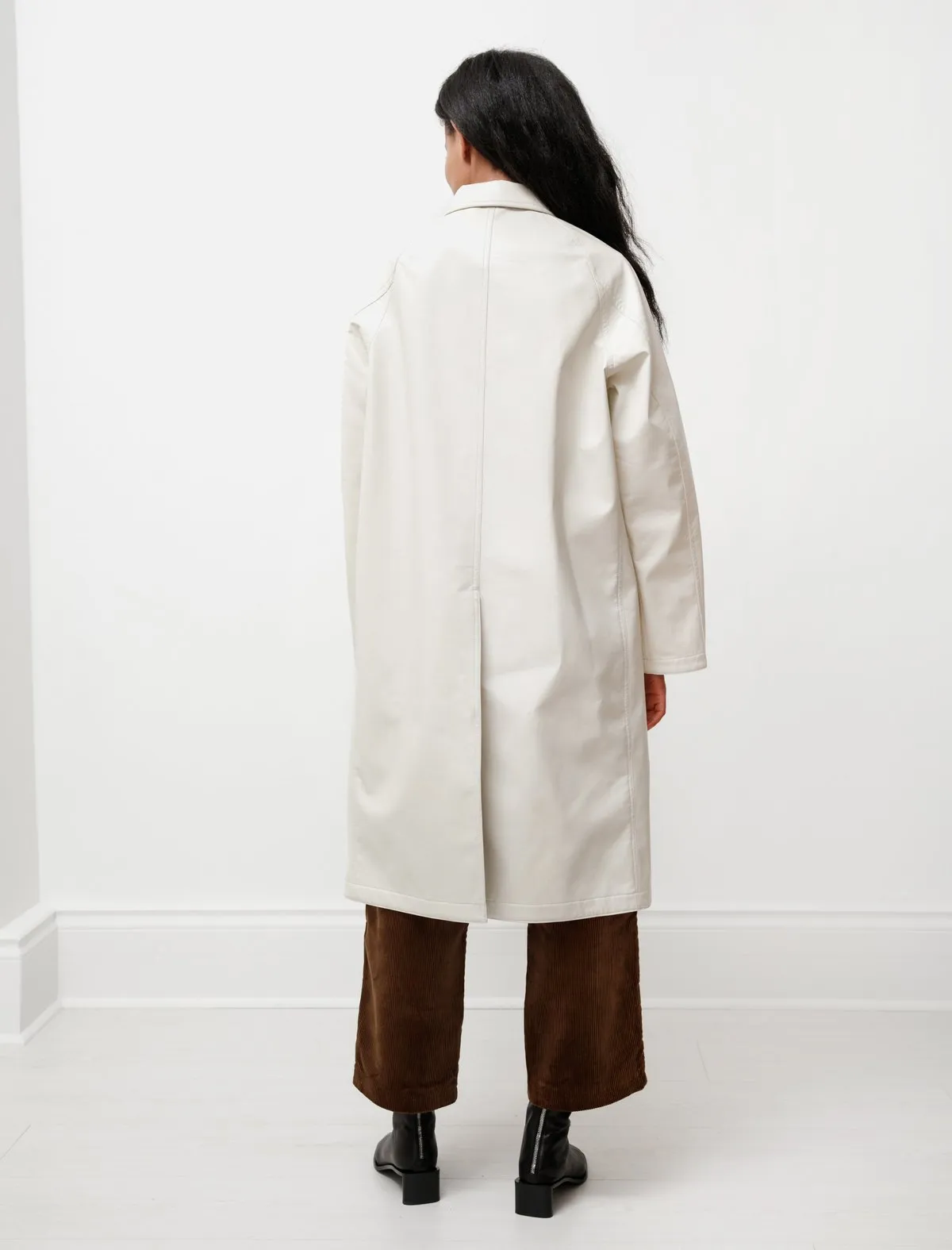 Wool Cashmere Laminate Coat - Ivory Top Gray