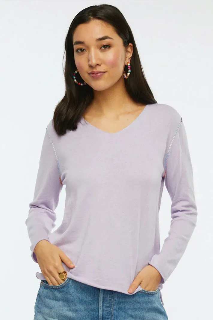 Zaket & Plover V Stitch Sweater-Lavender